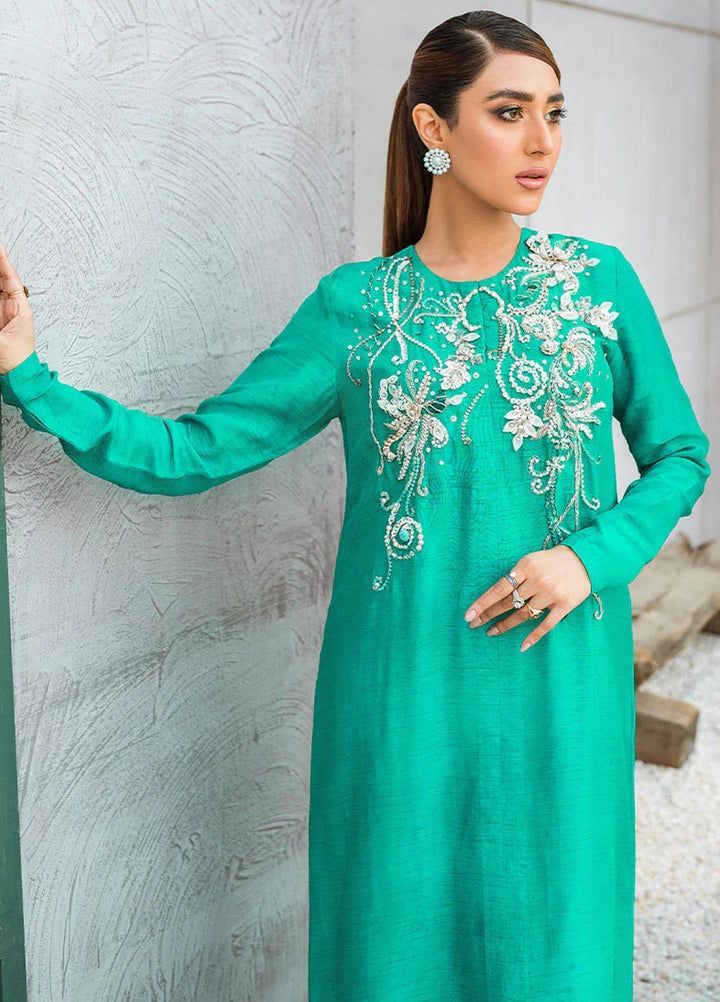 Malook By Shazia Ovais Pret Embroidered Raw Silk 2 Piece Suit MLK23M Azmaray