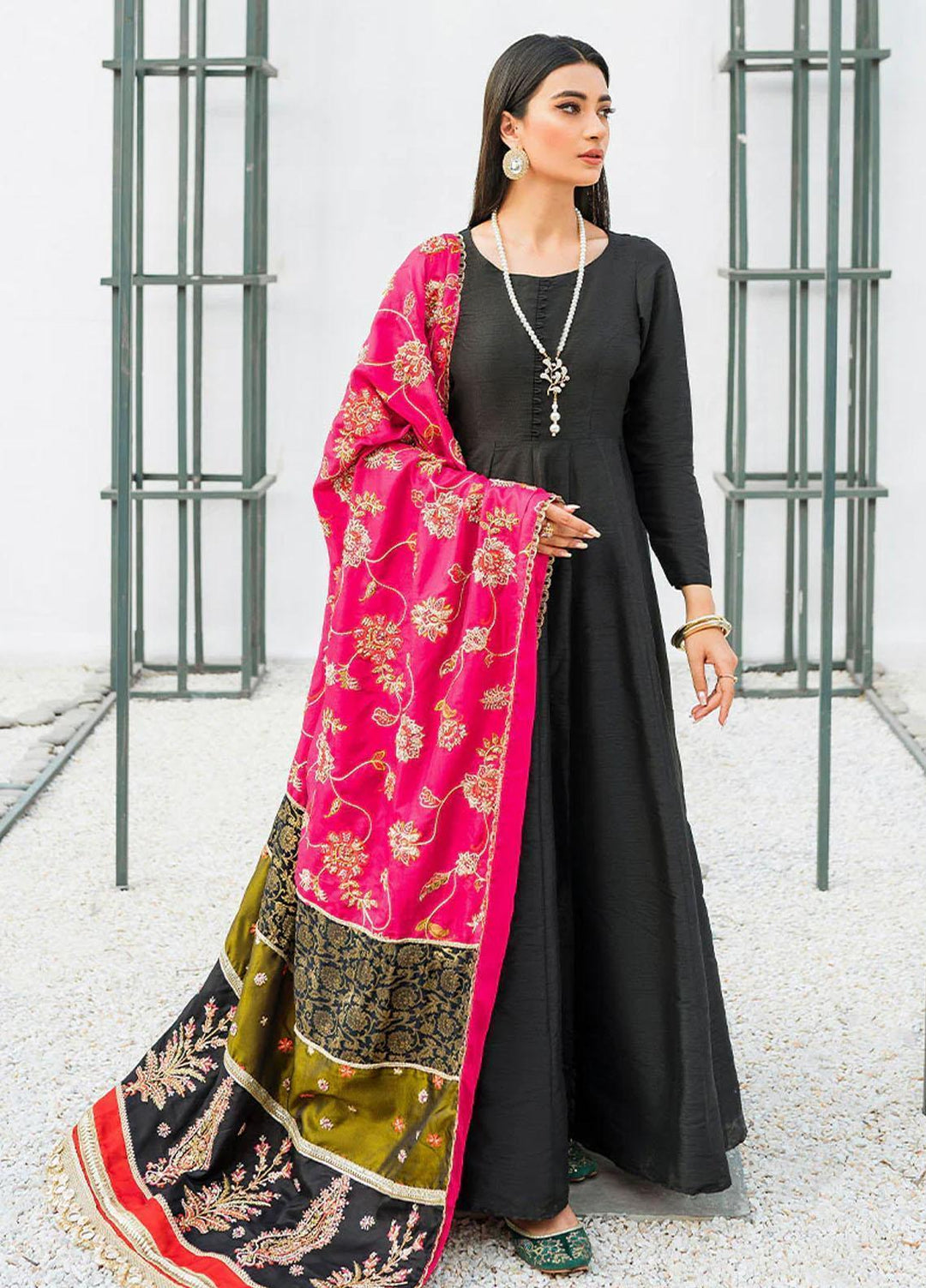 Malook By Shazia Ovais Pret Embroidered Raw Silk 3 Piece Suit MLK23M Iris