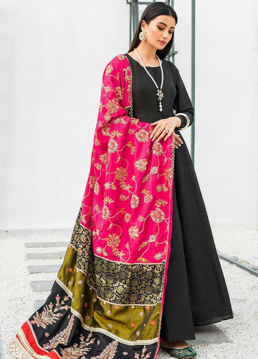 Malook By Shazia Ovais Pret Embroidered Raw Silk 3 Piece Suit MLK23M Iris