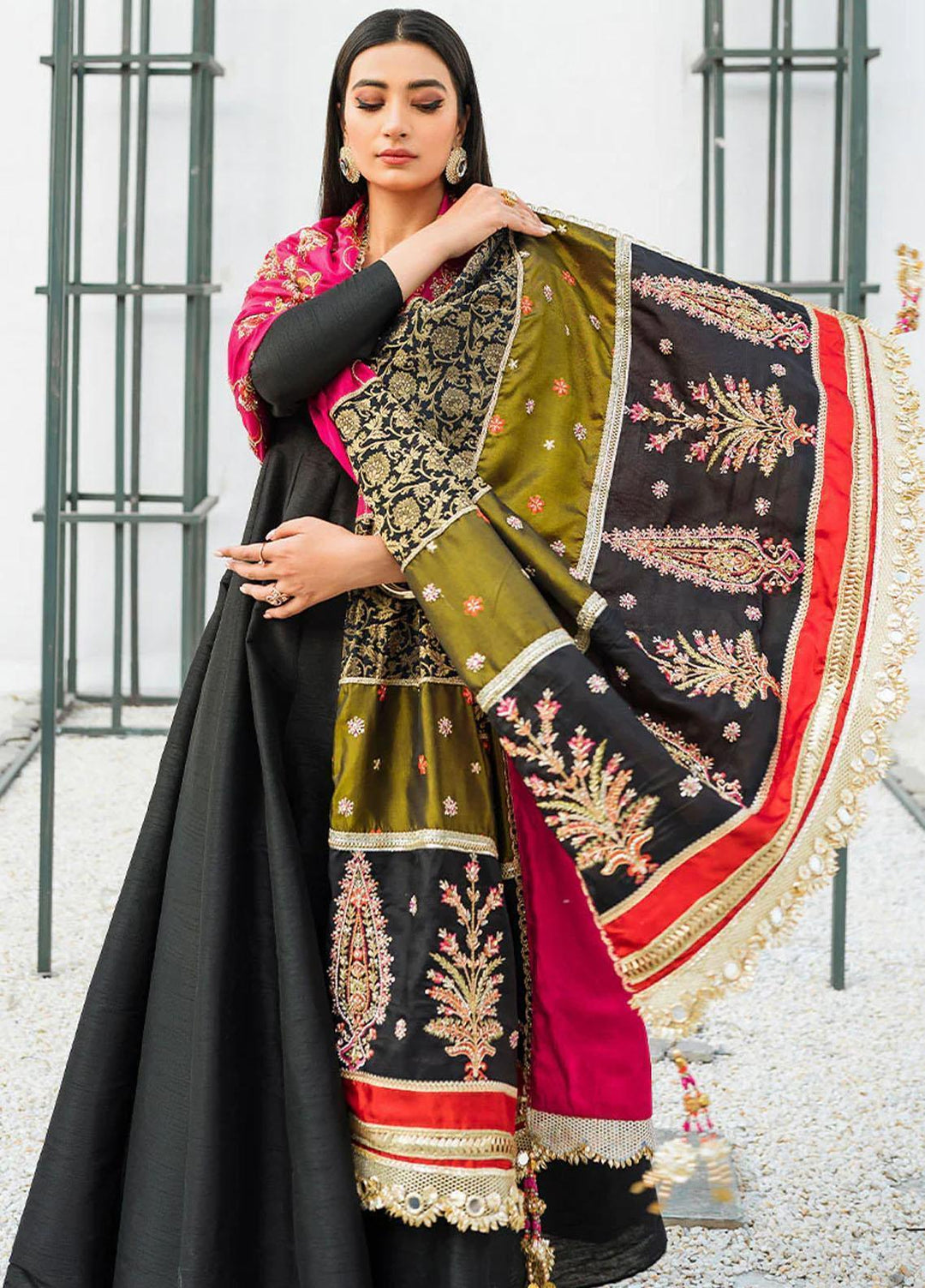 Malook By Shazia Ovais Pret Embroidered Raw Silk 3 Piece Suit MLK23M Iris