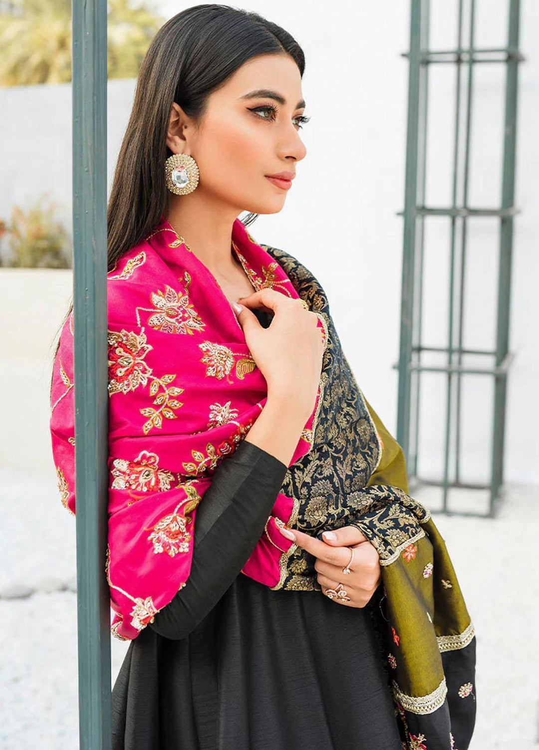 Malook By Shazia Ovais Pret Embroidered Raw Silk 3 Piece Suit MLK23M Iris