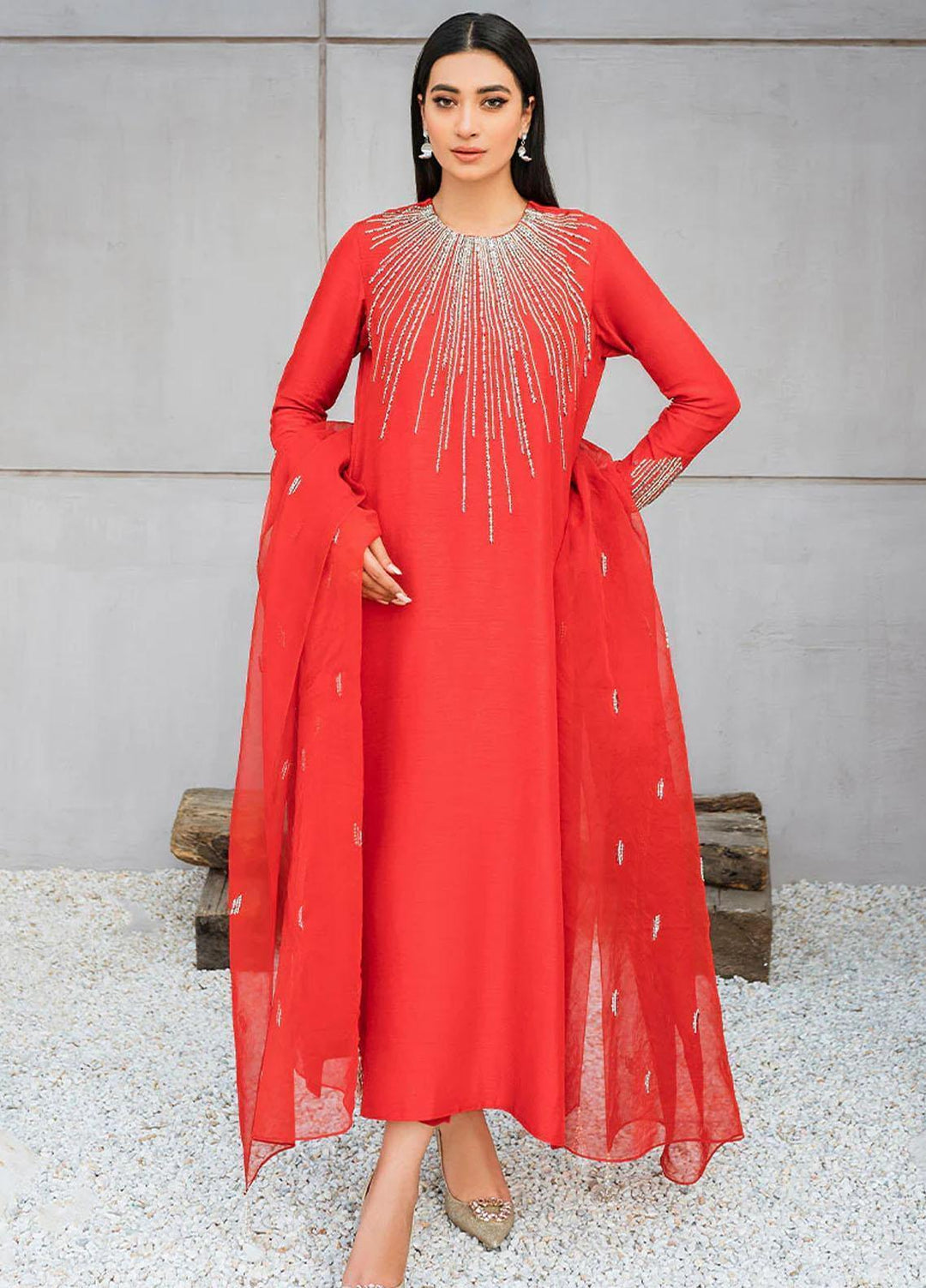 Malook By Shazia Ovais Pret Embroidered Raw Silk 3 Piece Suit MLK23M Nawal