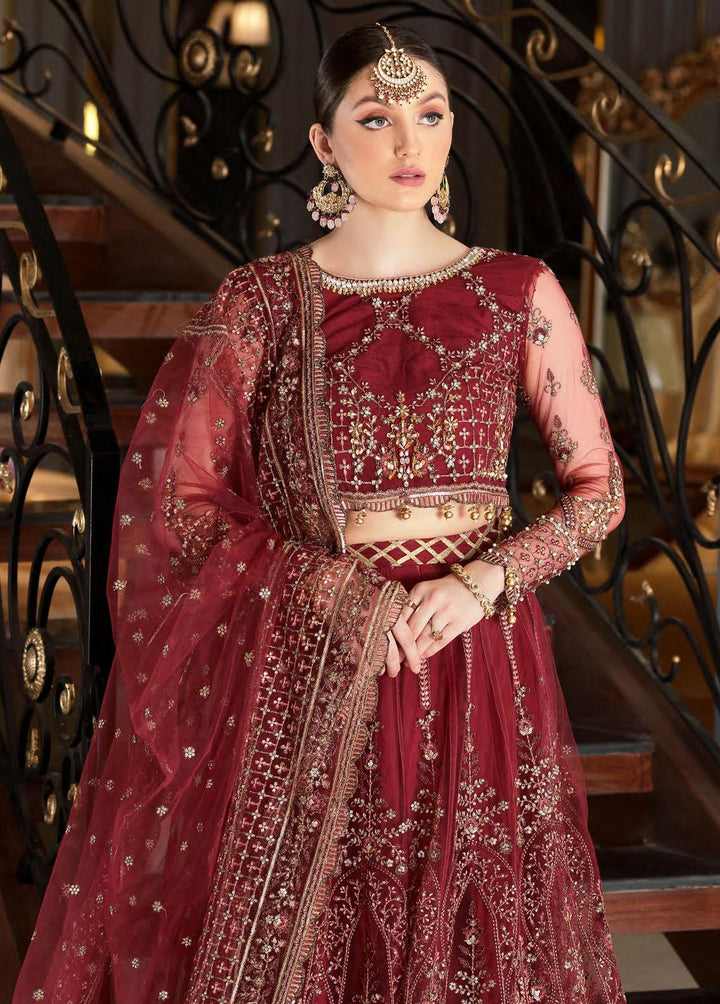 Mirha by Emaan Adeel Net Embroidered Suits Unstitched 3 Piece EA22M MH-04 - Wedding Collection