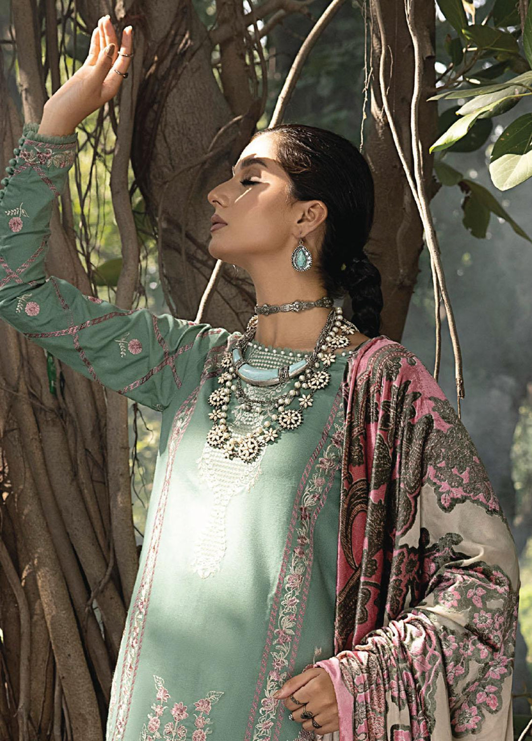 Mirk By Humdum Embroidered Wool Suits Unstitched 3 Piece HD23MK D-08 - Winter Collection