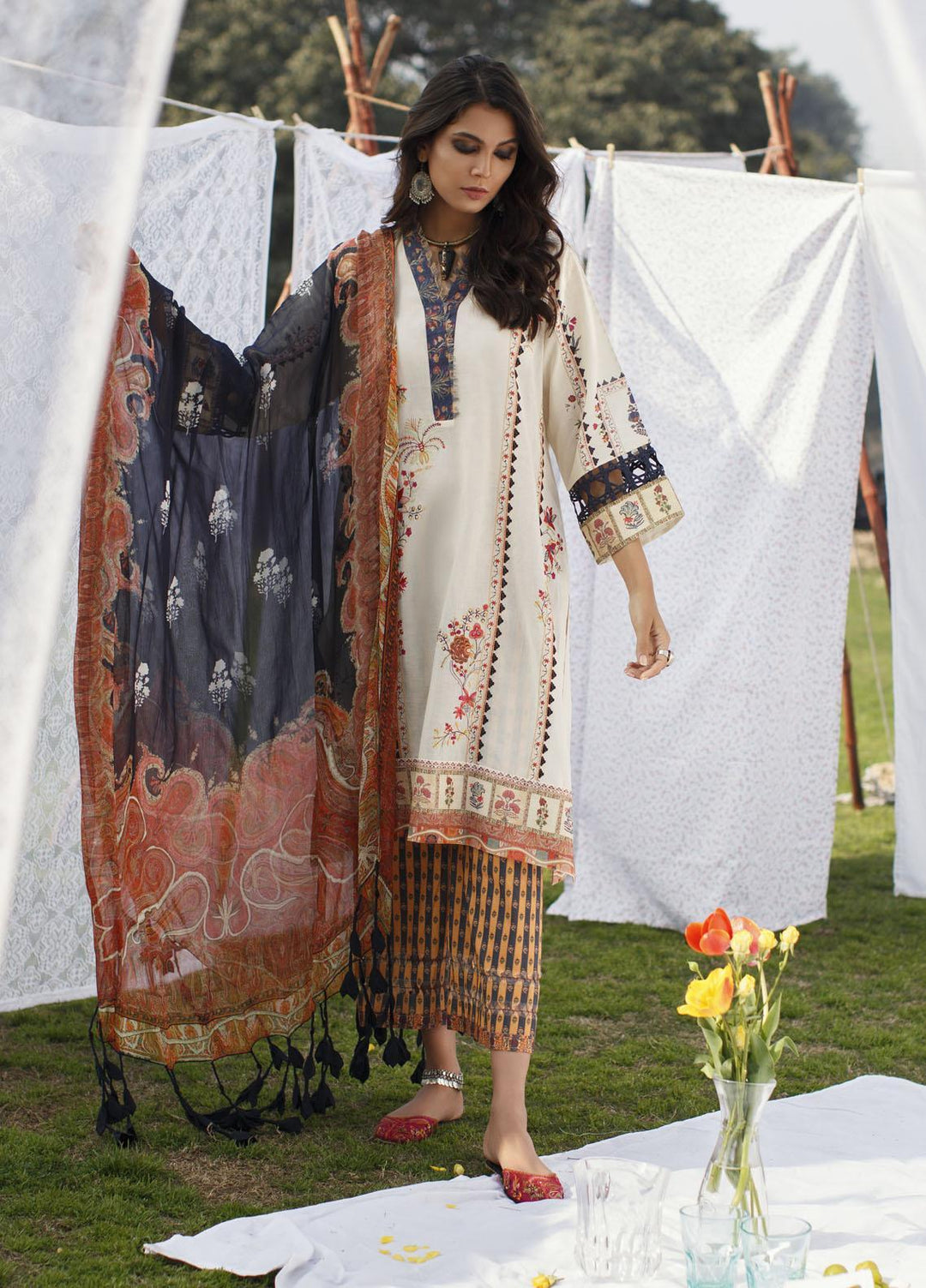 Misha Lakhani Embroidered Lawn Suits Unstitched 3 Piece ML21L 09 Aasha - Summer Collection