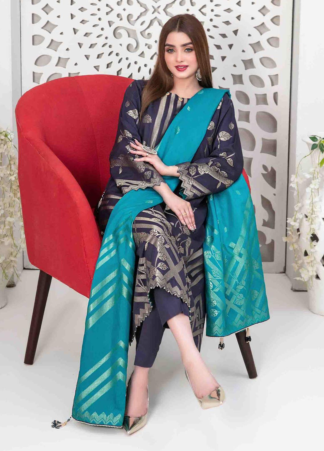 Mishel By Tawakkal Fabrics Embroidered Viscose Suits Unstitched 3 Piece TWF23M D-9644 - Winter Collection