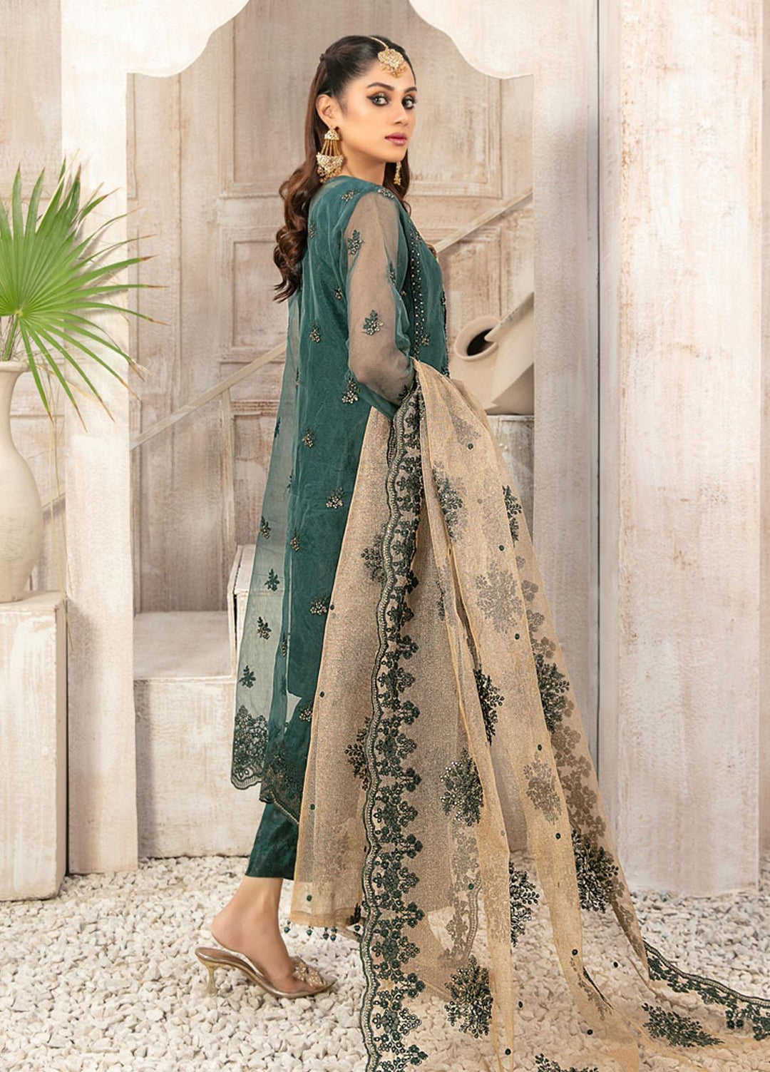 Mishkah By Tawakkal Fabrics Embroidered Organza Suits Unstitched 3 Piece TWF23MK D-9928 - Festive Collection