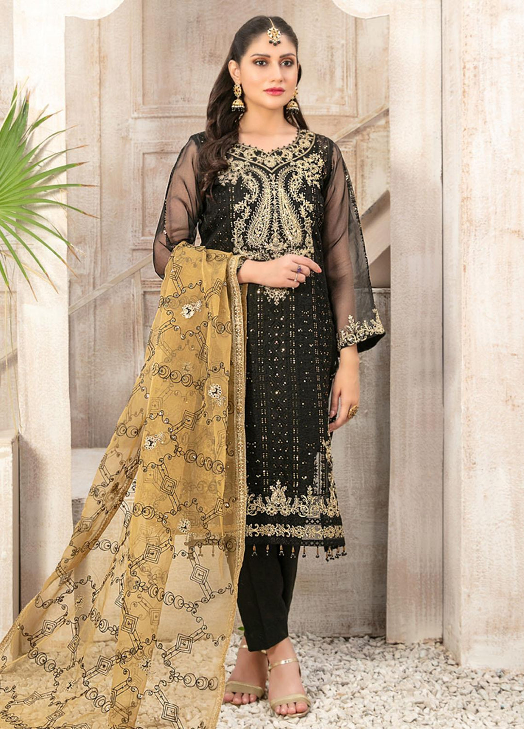 Mishkah By Tawakkal Fabrics Embroidered Organza Suits Unstitched 3 Piece TWF23MK D-9930 - Festive Collection