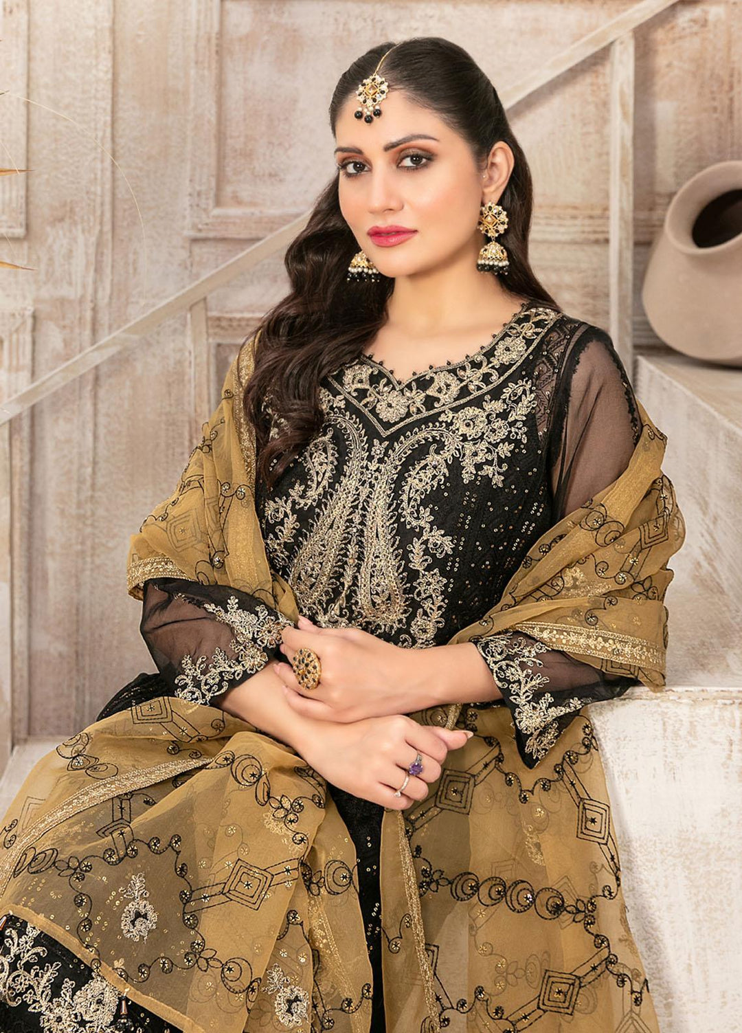 Mishkah By Tawakkal Fabrics Embroidered Organza Suits Unstitched 3 Piece TWF23MK D-9930 - Festive Collection