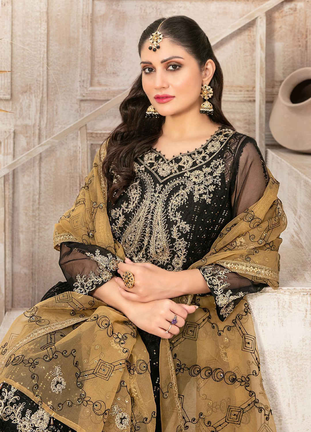 Mishkah By Tawakkal Fabrics Embroidered Organza Suits Unstitched 3 Piece TWF23MK D-9930 - Festive Collection