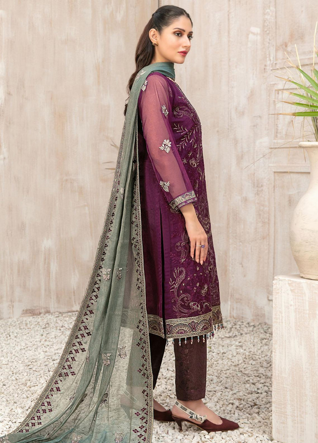 Mishkah By Tawakkal Fabrics Embroidered Organza Suits Unstitched 3 Piece TWF23MK D-9932 - Festive Collection