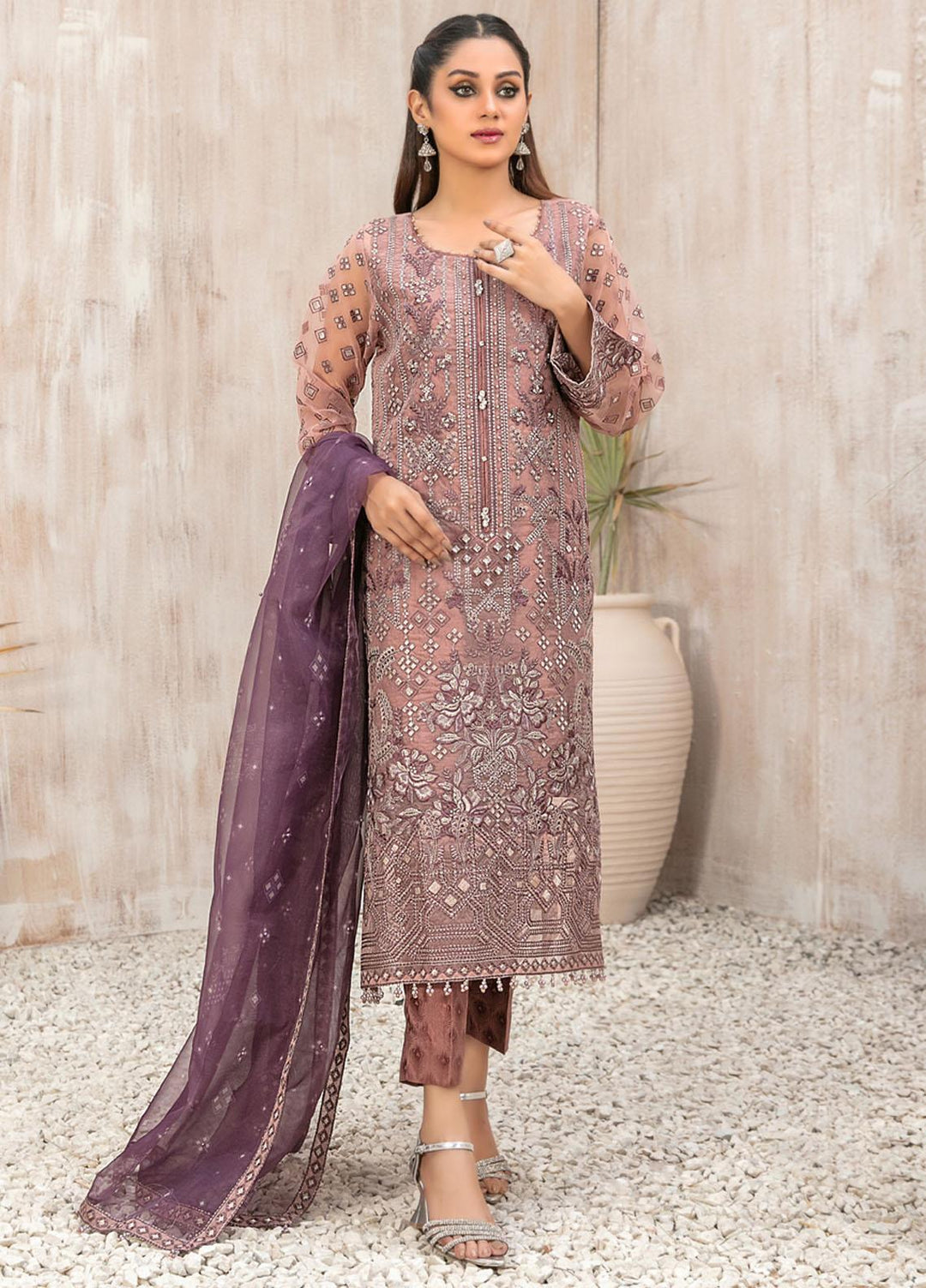 Mishkah By Tawakkal Fabrics Embroidered Organza Suits Unstitched 3 Piece TWF23MK D-9935 - Festive Collection