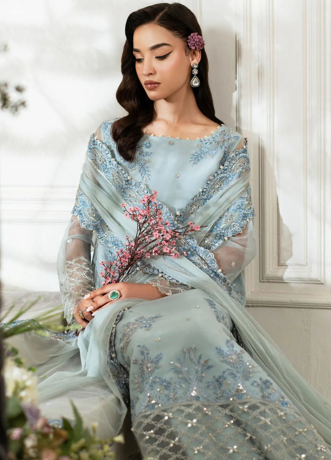 Mishri By Azzal Embroidered Organza Suit Unstitched 4 Piece AZZ24M M7 Diyar - Formal Collection