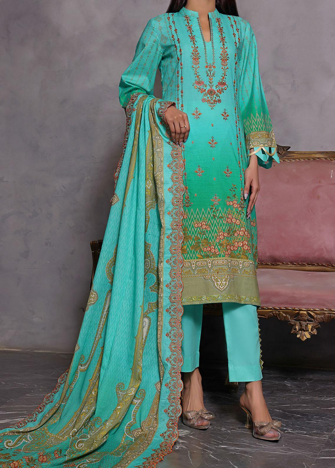Misri By VS Textiles Embroidered Lawn Suits Unstitched 3 Piece VS23ME D-186 - Summer Collection