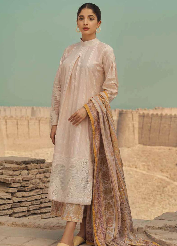 Mizaj By Tena Durrani Embroidered Lawn Suits Unstitched 3 Piece TD21M 01 Angora - Summer Collection
