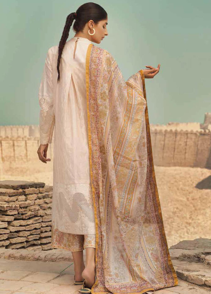 Mizaj By Tena Durrani Embroidered Lawn Suits Unstitched 3 Piece TD21M 01 Angora - Summer Collection