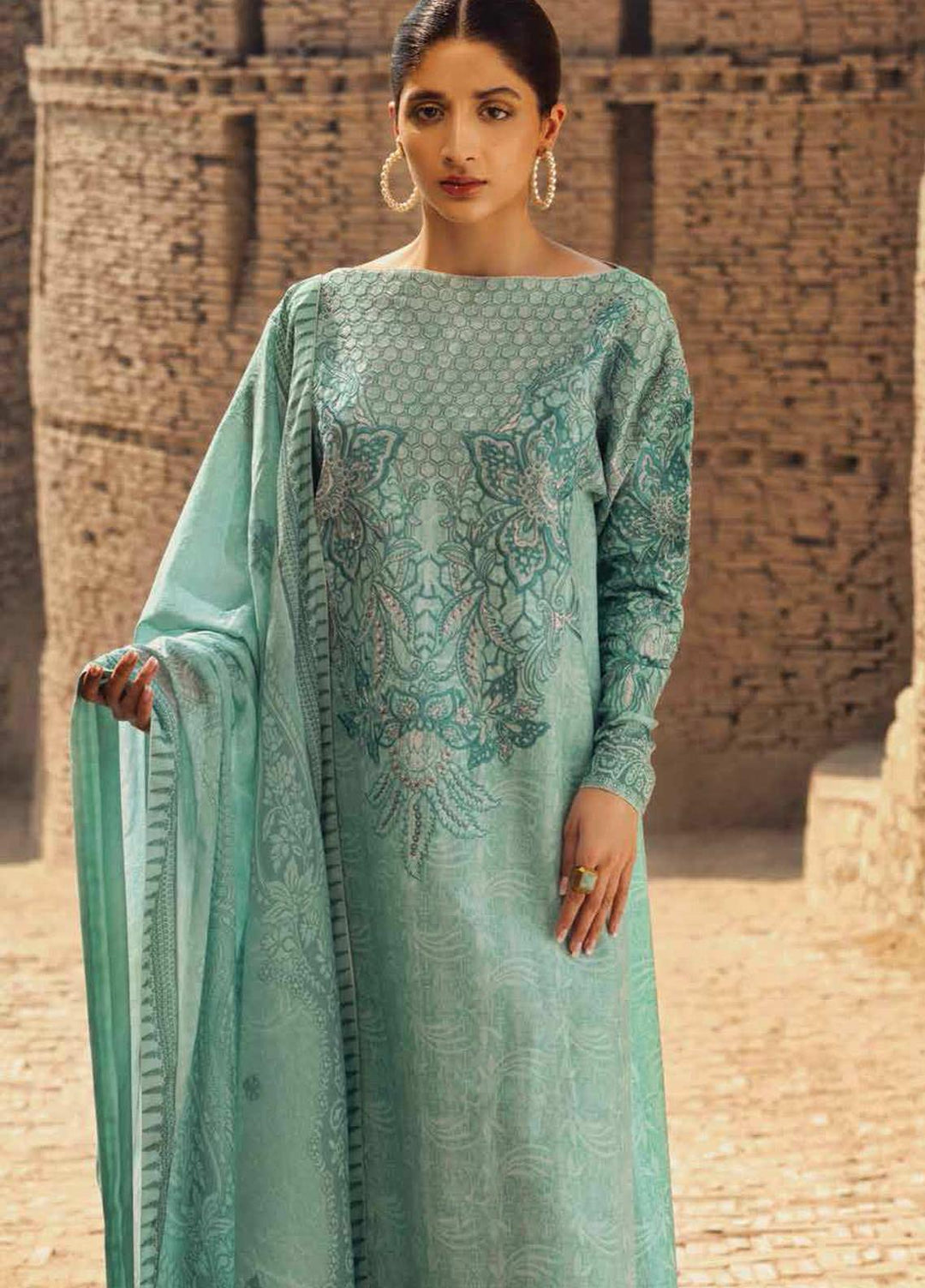 Mizaj By Tena Durrani Embroidered Lawn Suits Unstitched 3 Piece TD21M 02 Skylight - Summer Collection