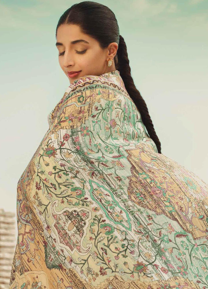 Mizaj By Tena Durrani Embroidered Lawn Suits Unstitched 3 Piece TD21M 08 Butter Cream - Summer Collection