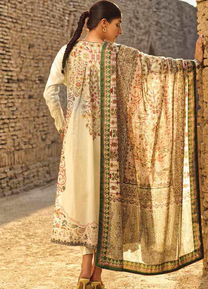 Mizaj By Tena Durrani Embroidered Lawn Suits Unstitched 3 Piece TD21M 09 Ecru - Summer Collection