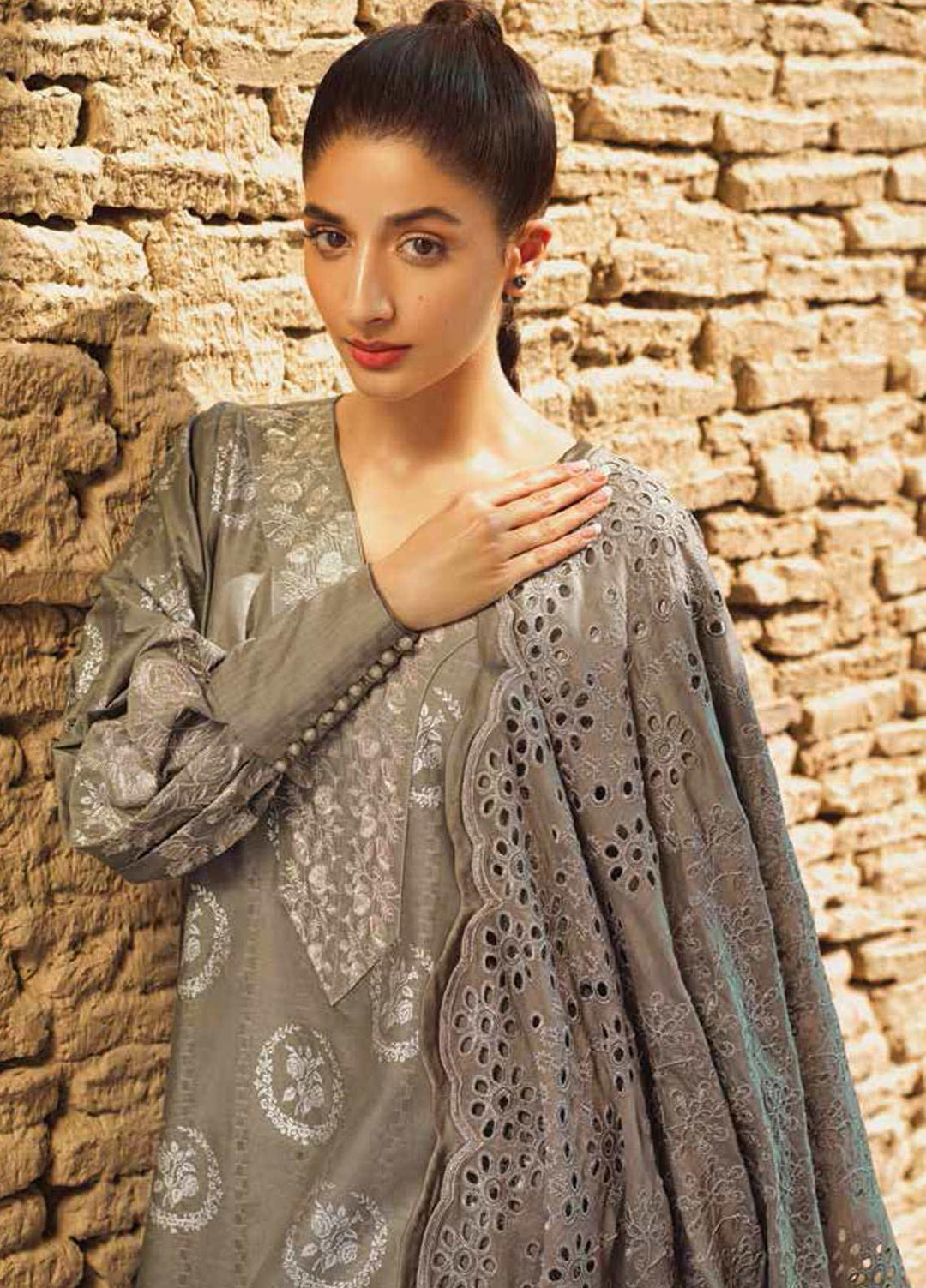 Mizaj By Tena Durrani Embroidered Jacquard Suits Unstitched 3 Piece TD21M 11 Slate - Summer Collection