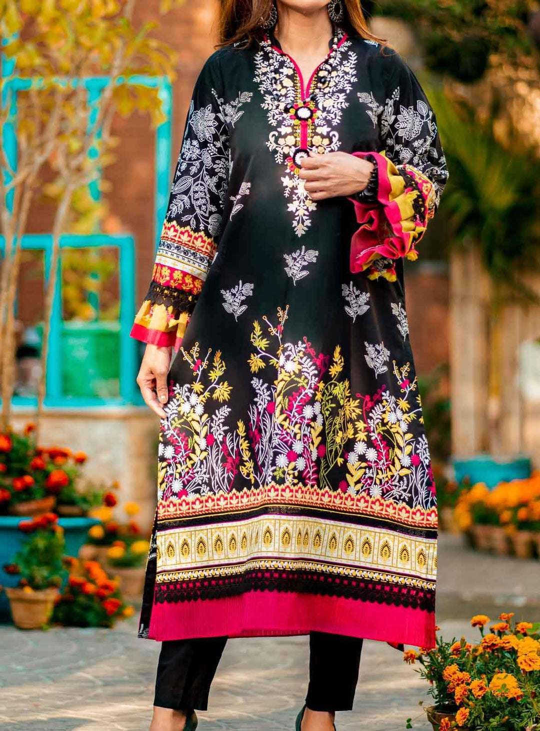Mizaj Printed Lawn  Unstitched Kurti MZ22S S1L-220127 - Summer Collection