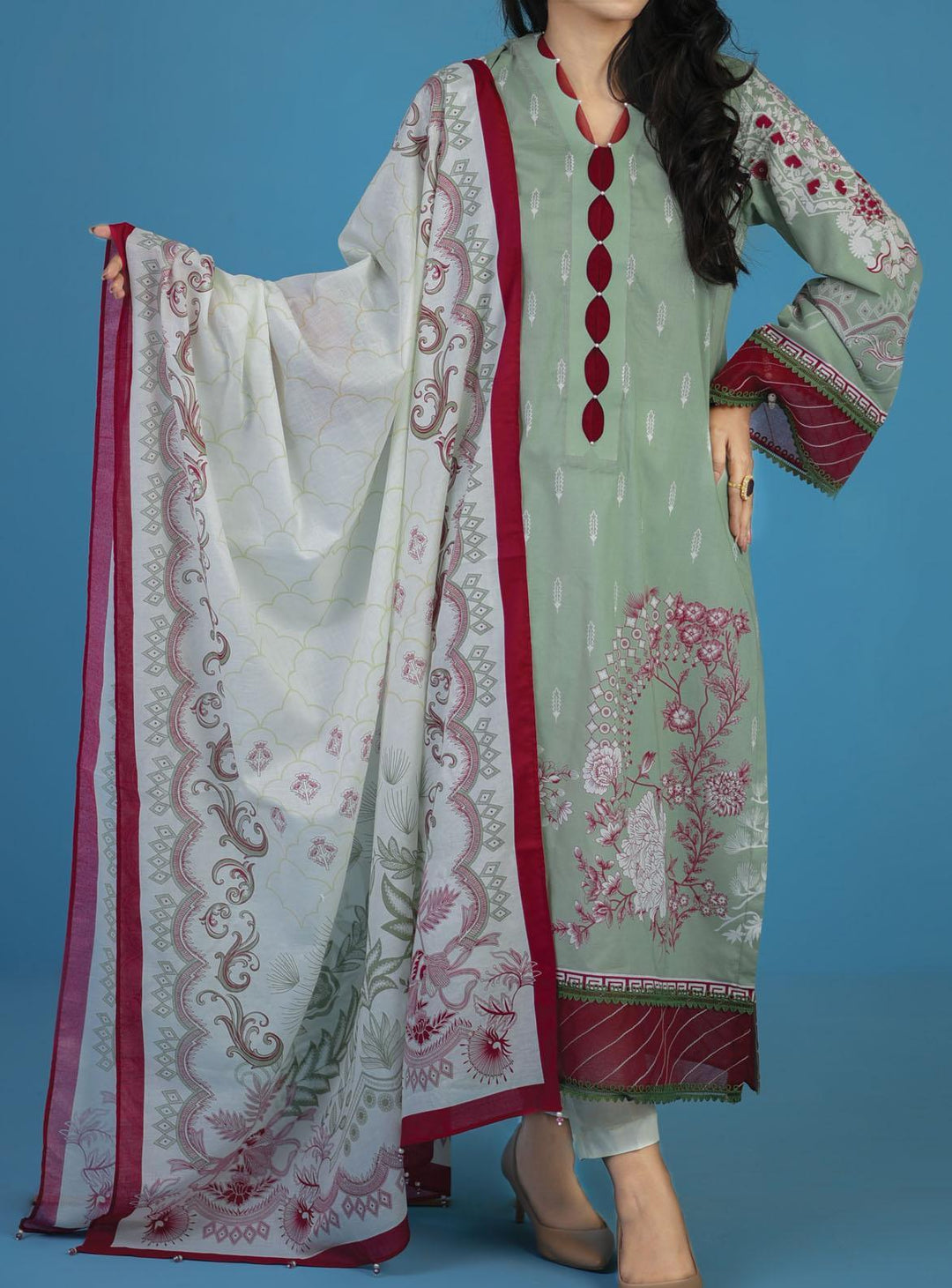 Mizaj Printed Lawn Suits Unstitched 3 Piece MZ22S S3L-220392 - Summer Collection