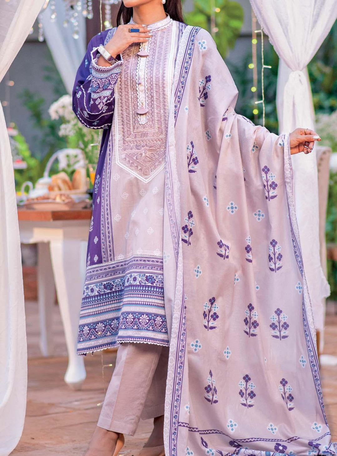 Mizaj Embroidered Lawn Suits Unstitched 3 Piece MZ22S S3LE-220116 - Summer Collection