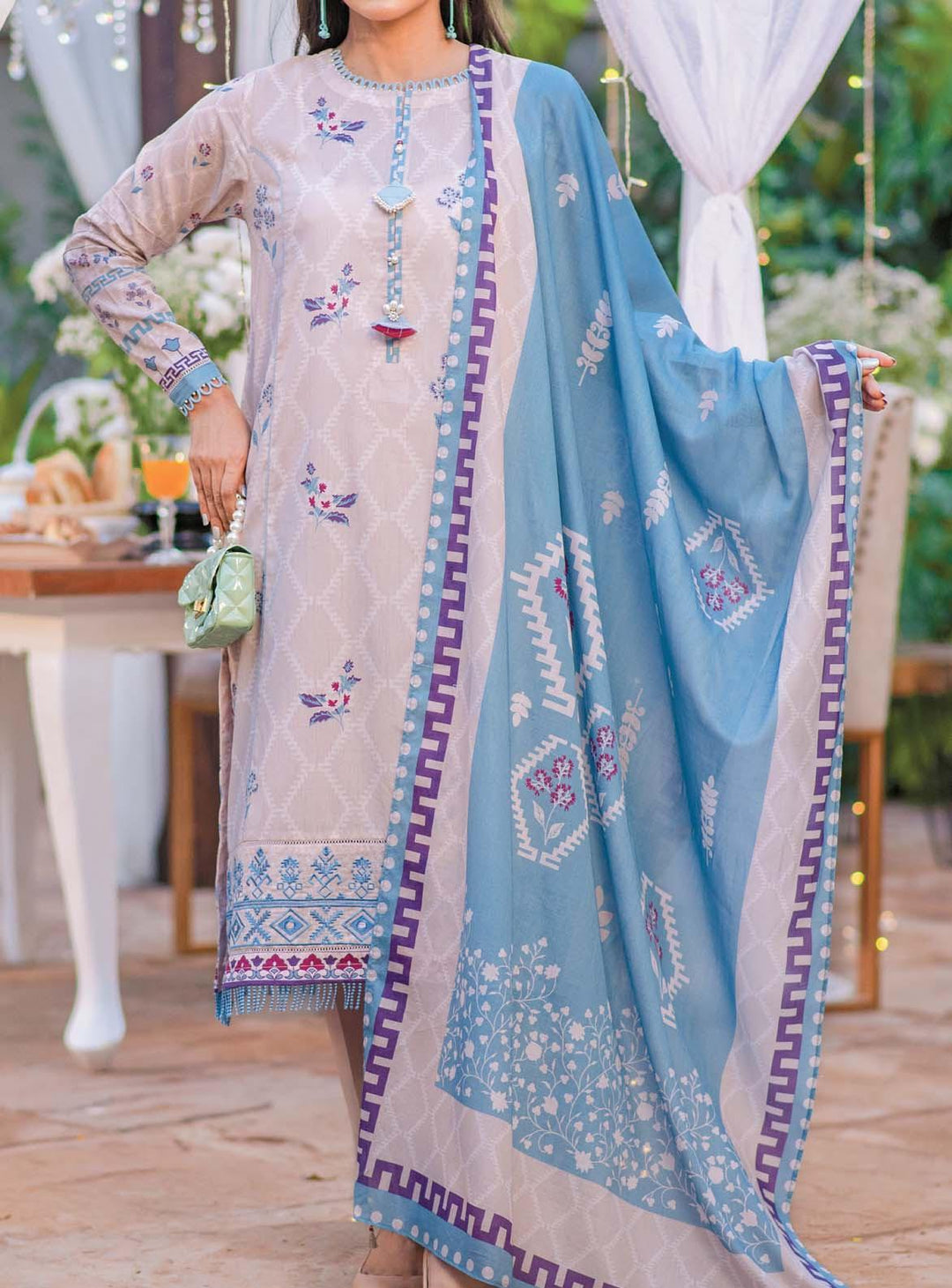 Mizaj Embroidered Lawn Suits Unstitched 3 Piece MZ22S S3LE-220117 - Summer Collection
