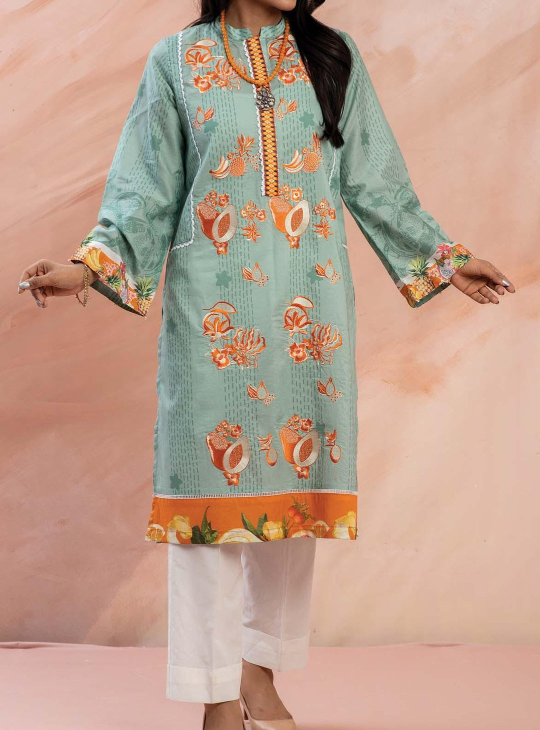 Mizaj Embroidered Lawn  Unstitched Kurti MZ22S W1LE-2103198 - Summer Collection