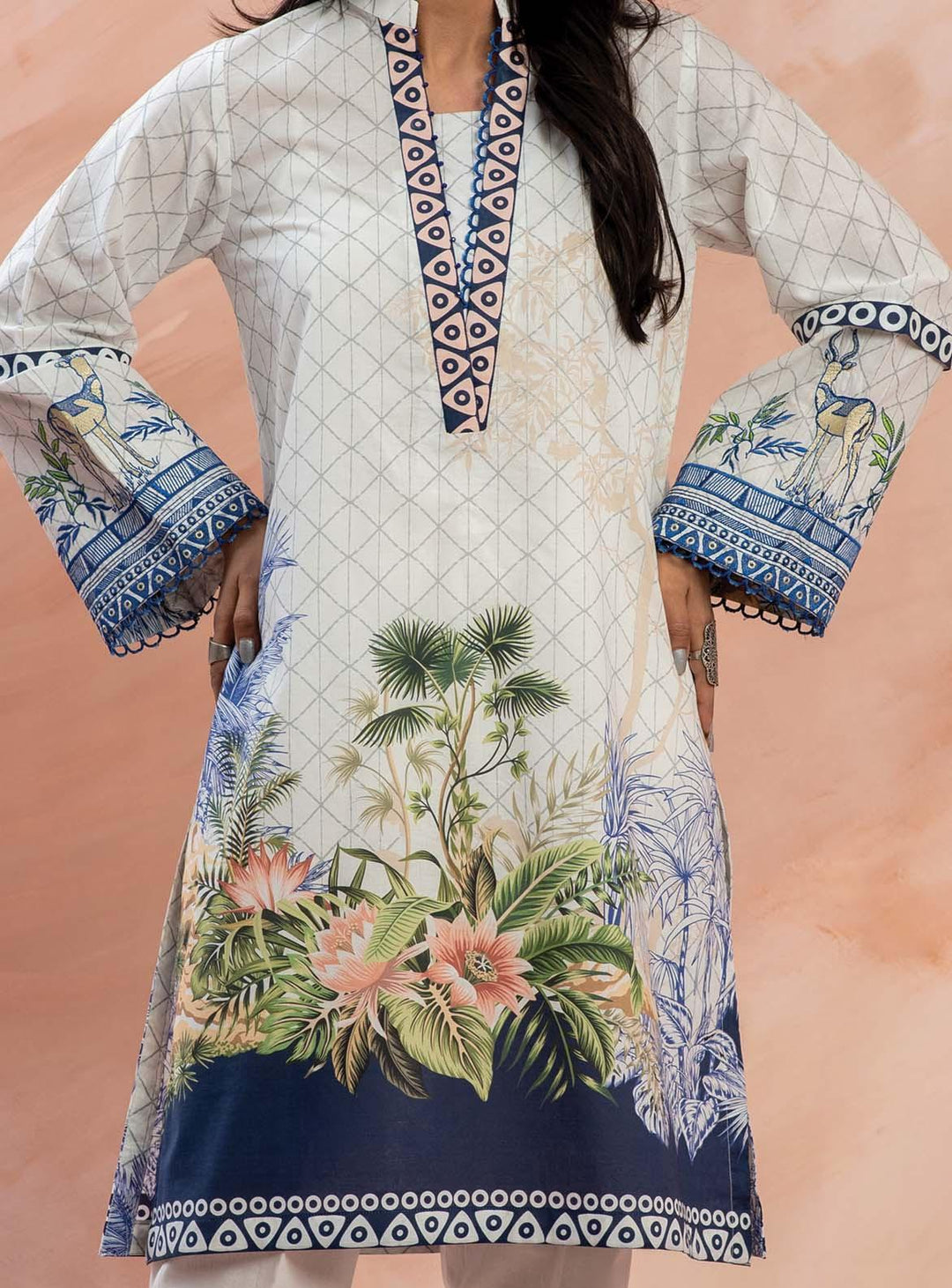 Mizaj Embroidered Lawn  Unstitched Kurti MZ22S W1LE-2103206 - Summer Collection