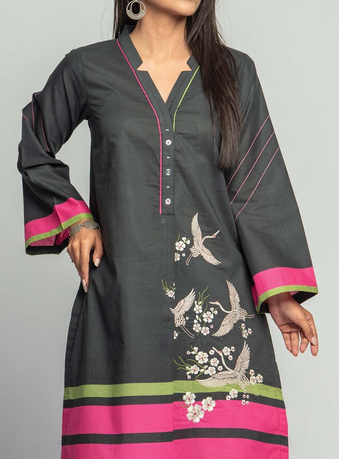 Mizaj Embroidered Lawn  Unstitched Kurti MZ22S W1LE-2103207 - Summer Collection