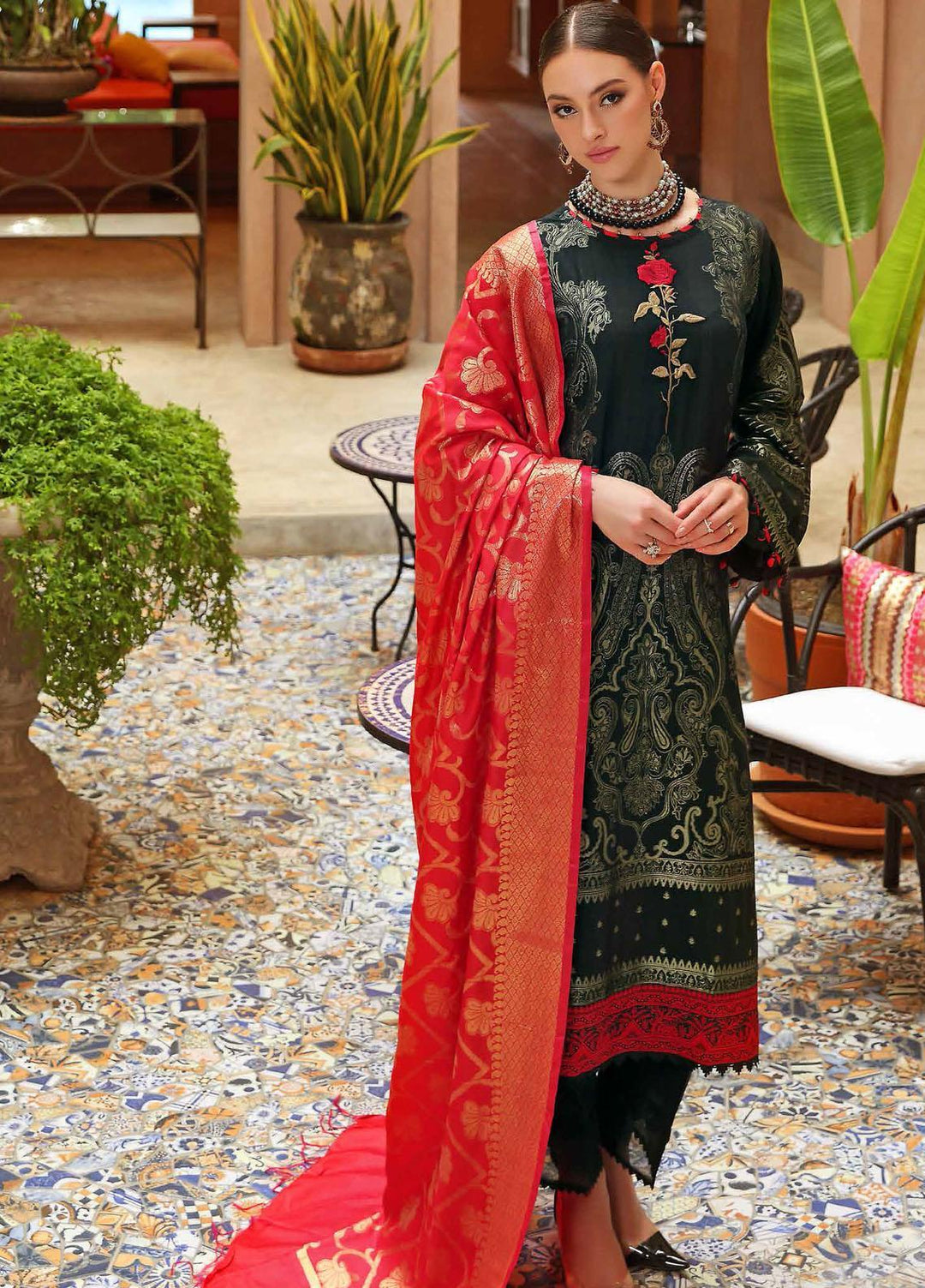Gul Ahmed Embroidered  Suits Unstitched 3 Piece GA22CM MJ-22009 - Festive Collection