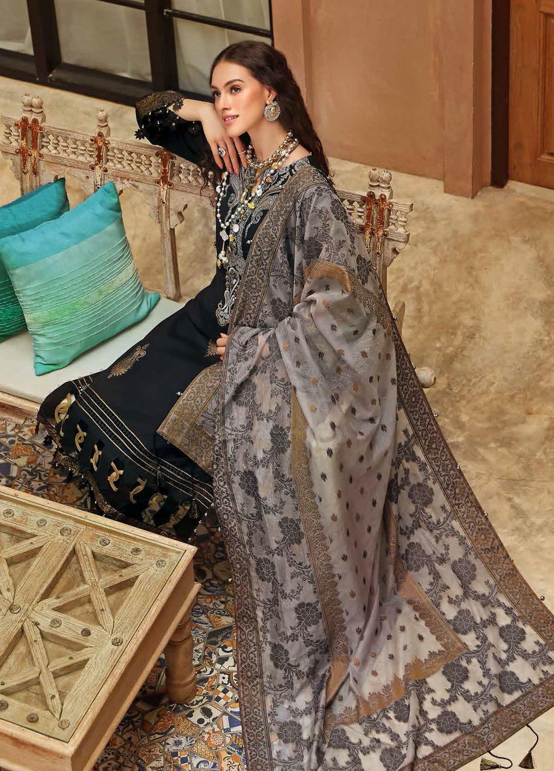 Gul Ahmed Embroidered  Suits Unstitched 3 Piece GA22CM MJ-22070 - Festive Collection