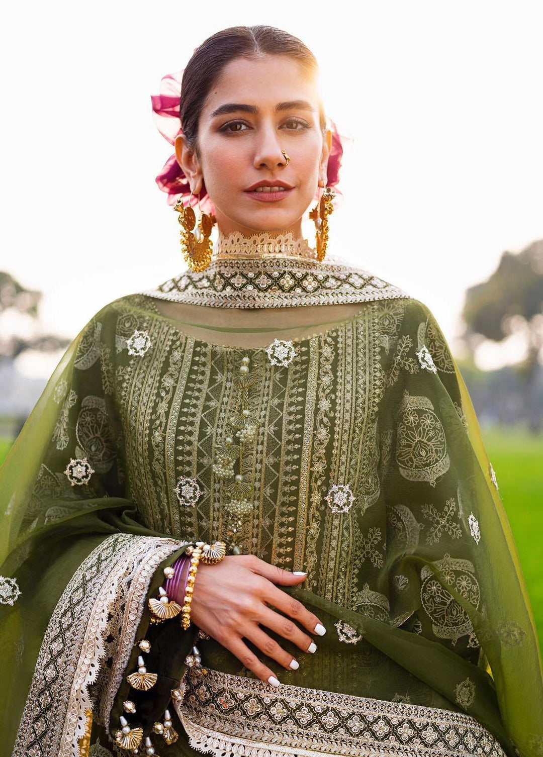 Baad-e-Nau Bahaar By MNR Embroidered Lawn Suits Unstitched 3 Piece MNR23BN Champa - Eid Collection