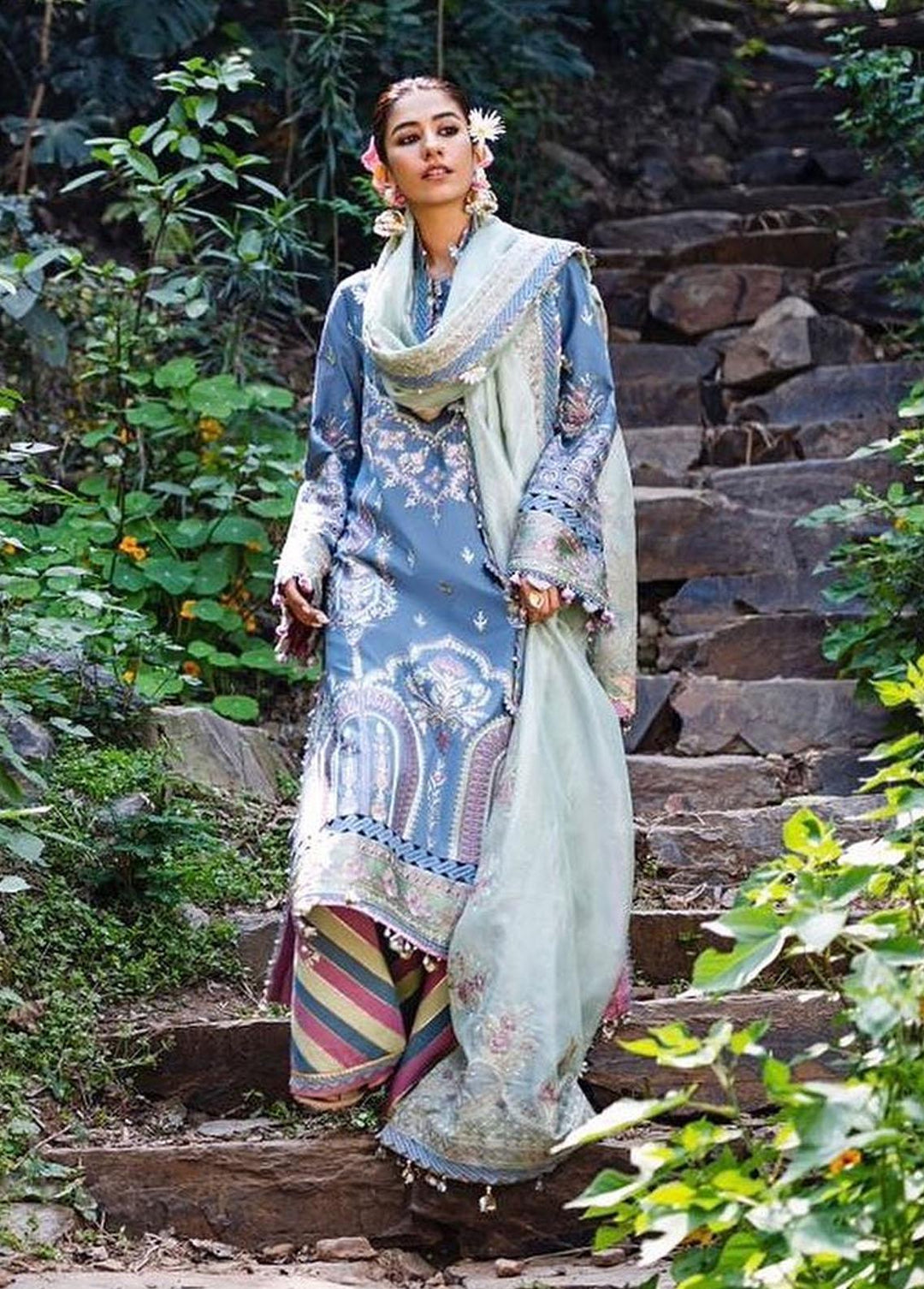 Baad-e-Nau Bahaar By MNR Embroidered Lawn Suits Unstitched 3 Piece MNR23BN Khushboo - Eid Collection