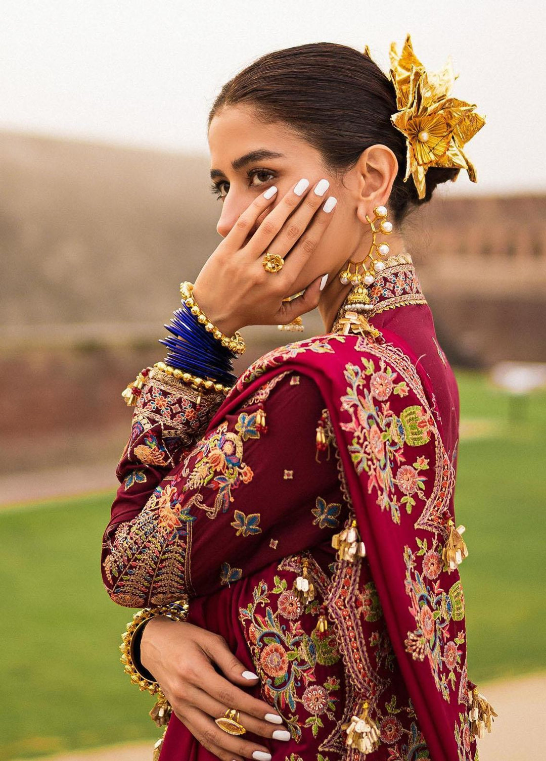 Baad-e-Nau Bahaar By MNR Embroidered Lawn Suits Unstitched 3 Piece MNR23BN Zafraan - Eid Collection