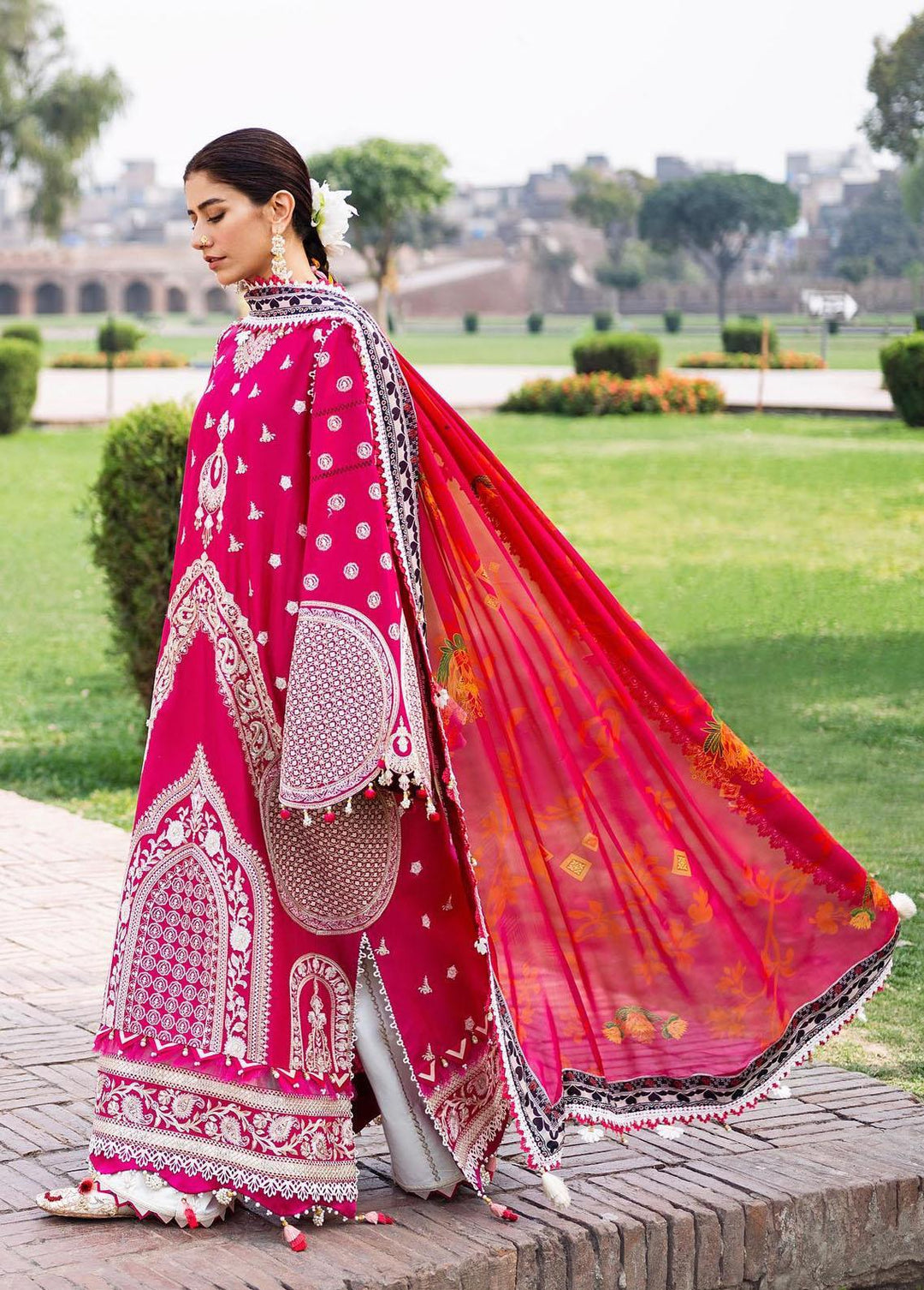 Baad-e-Nau Bahaar By MNR Embroidered Lawn Suits Unstitched 3 Piece MNR23BN Gulabo - Eid Collection
