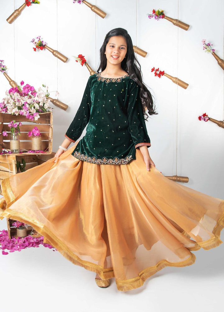 Modest  Fancy 3 Piece Suit for Girls -  MD21F 4005 Green