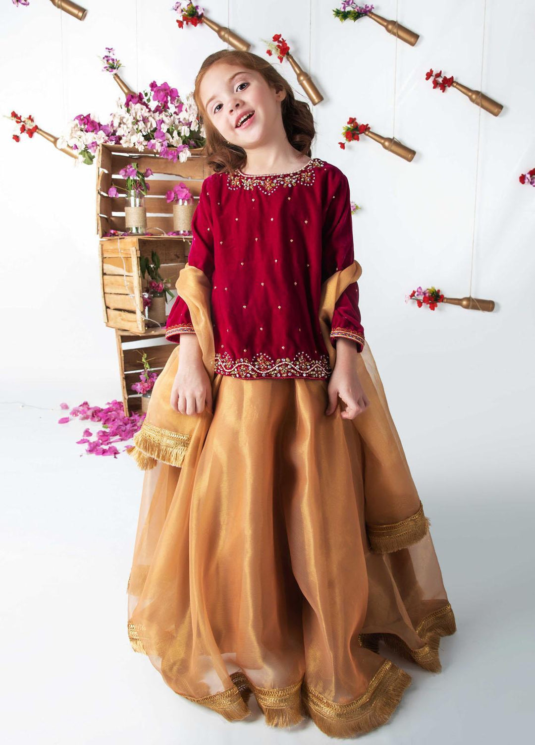 Modest  Fancy Girls 3 Piece Suit -  MD21F 4005 Pink