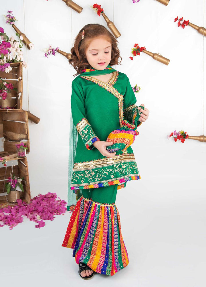 Modest  Fancy 3 Piece Suit for Girls -  MD21F 4615 Green
