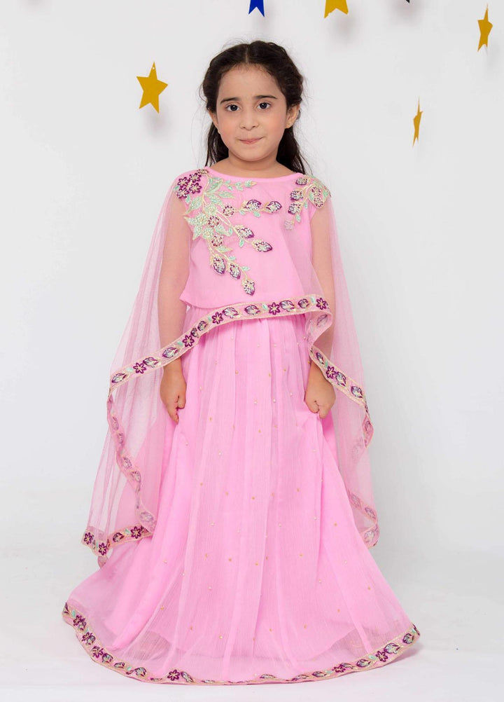 Modest Chiffon Fancy Pret 2 Piece  for Girls -  Limelight - Pink 2495-pink