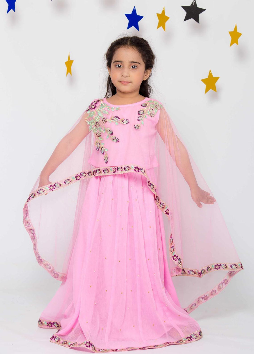 Modest Chiffon Fancy Pret 2 Piece  for Girls -  Limelight - Pink 2495-pink