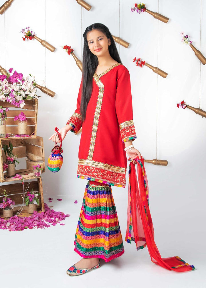 Modest  Fancy Girls 3 Piece Suit -  MD21F 4615 Red