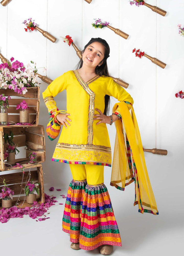Modest  Fancy 3 Piece Suit for Girls -  MD21F 4615 Yellow