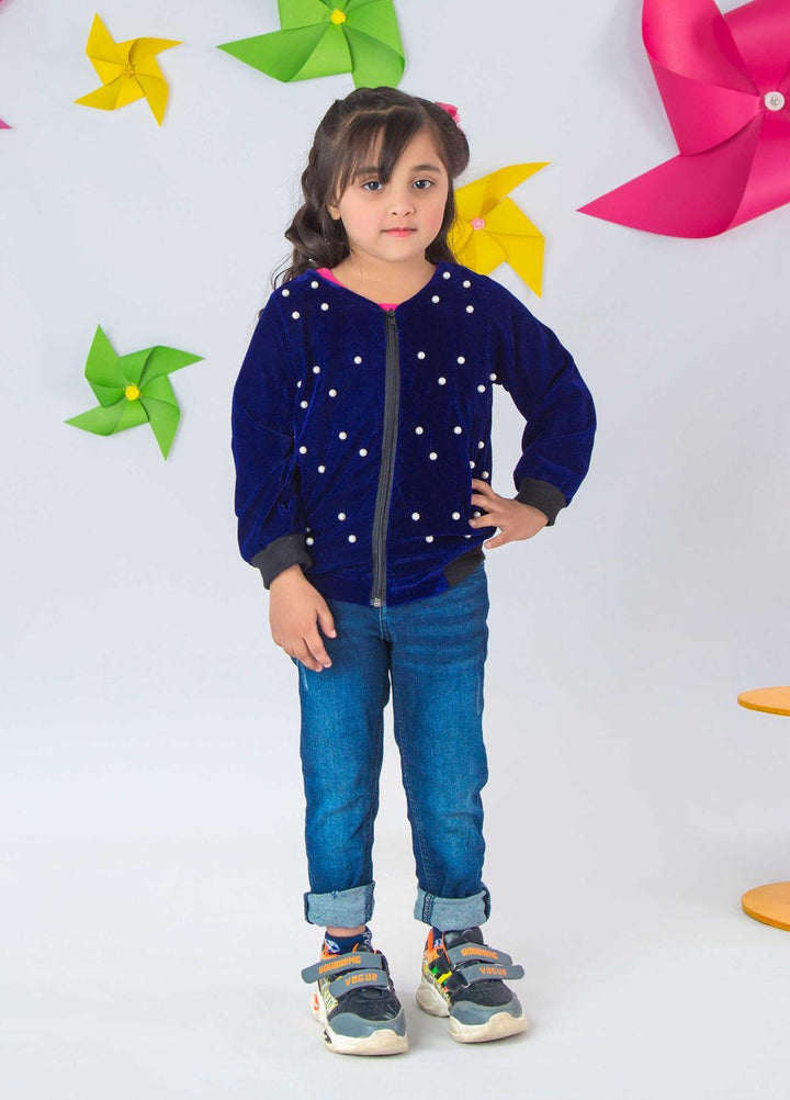 Modest Velvet Fancy Pret Kurti for Girls -  Velvet Love - Royal Blue 3055-Royal Blue