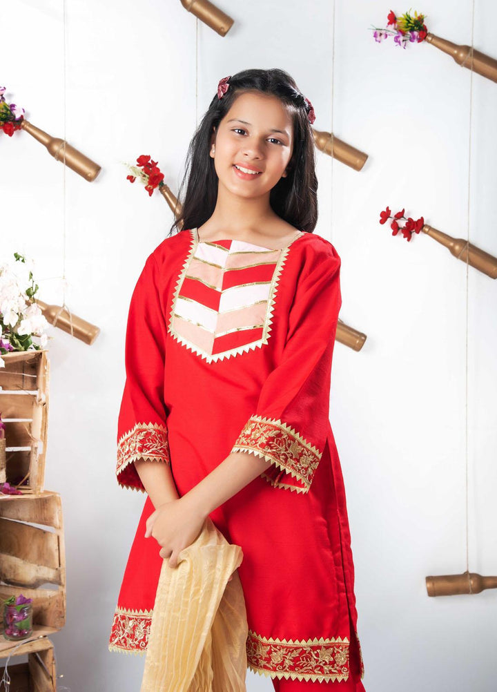 Modest  Fancy Girls 3 Piece Suit -  MD21F 4545 Red