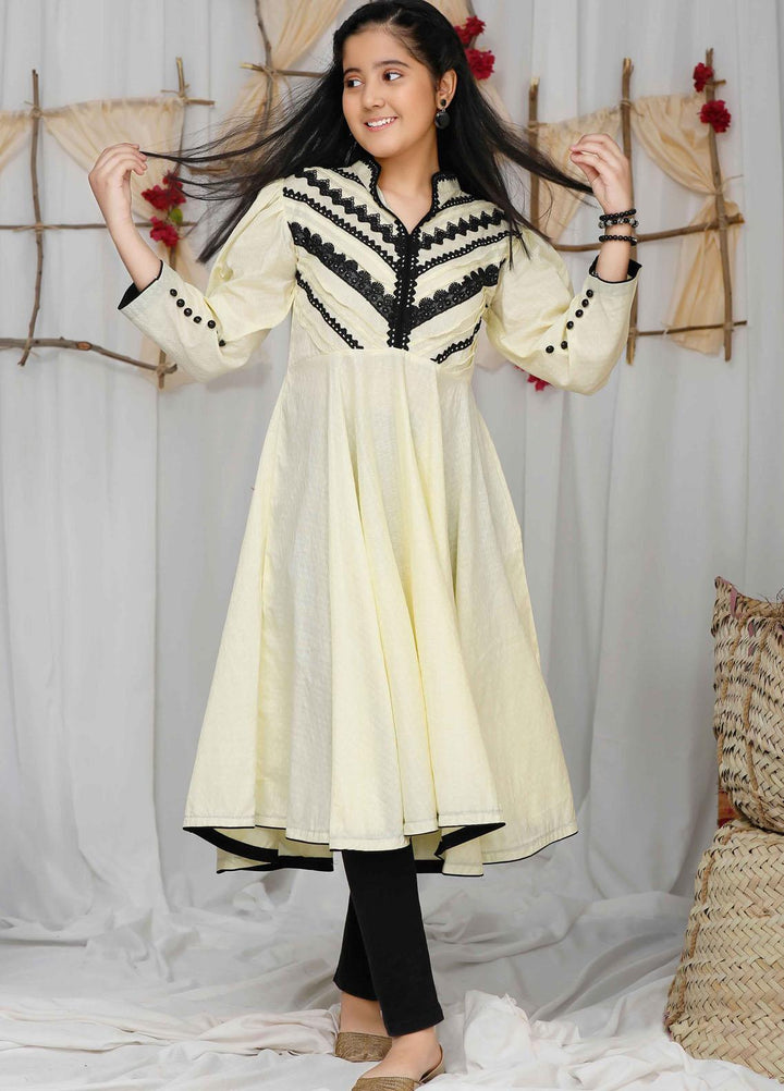 Modest Lawn Festive Pret Kurti for Girls -  Yellow Haze 4525-Yellow