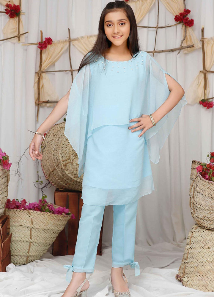 Modest Chiffon  Festive Pret 3 Piece for Girls -  Sea Shell 4905-Blue