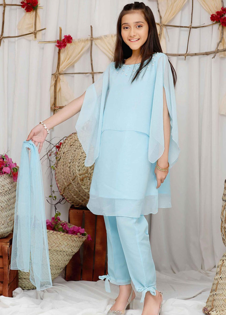 Modest Chiffon  Festive Pret 3 Piece for Girls -  Sea Shell 4905-Blue