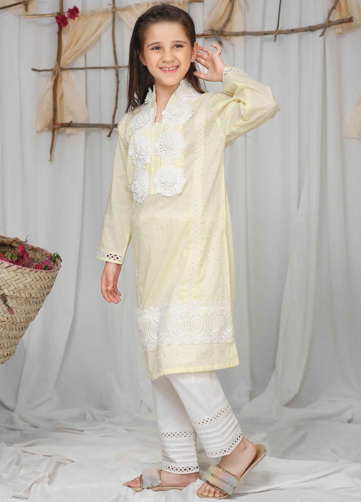 Modest Lawn Festive Pret 2 Piece for Girls -  Yellow Pearl 4355-Lemon
